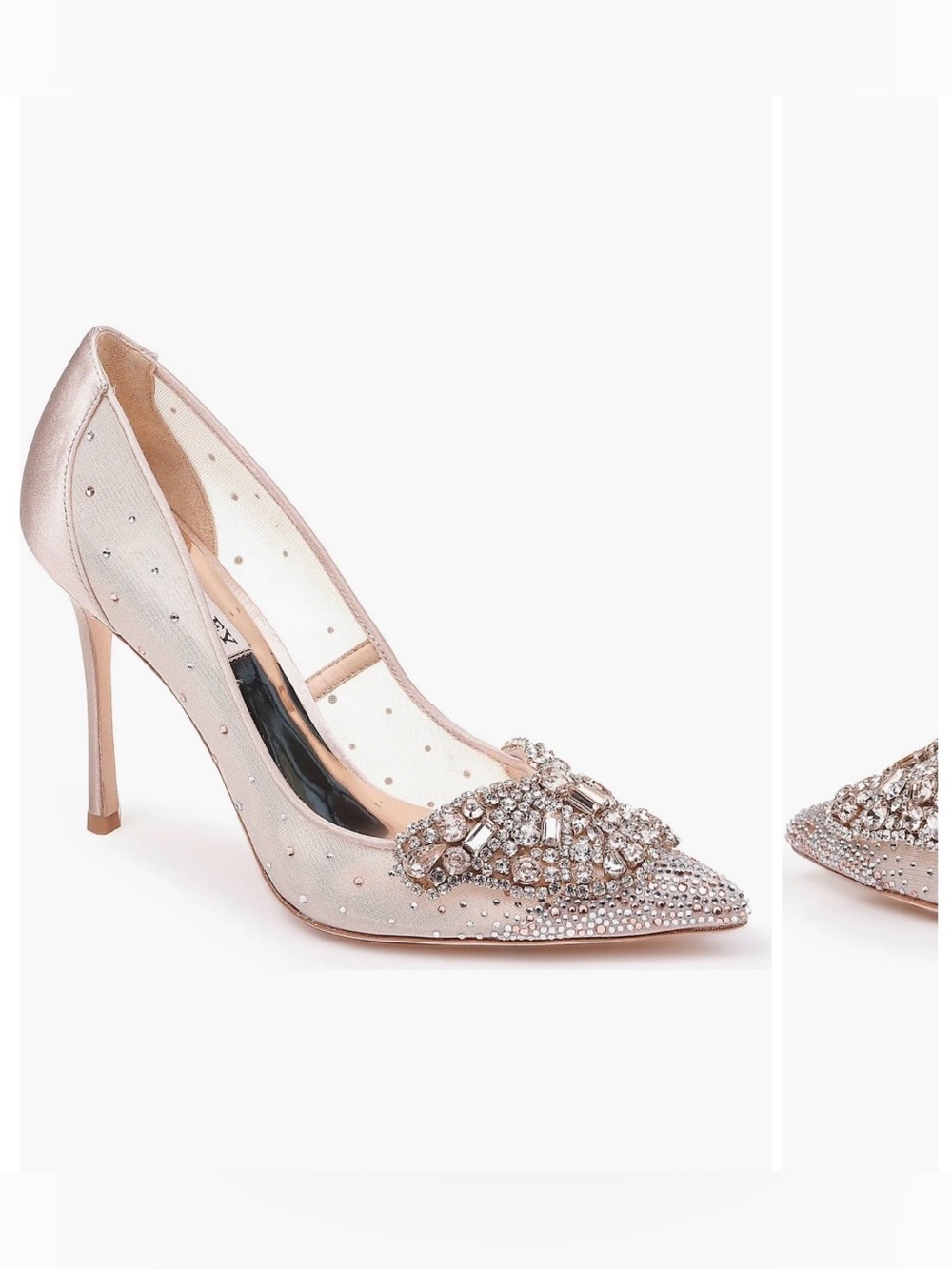 Badgley Mischka Quintana Champagne Crystal Embellished Pointed Pumps